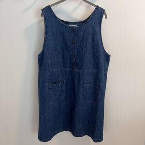 Vtg L.L.Bean 100% Cotton Denim Sleeveless Dress Size 16